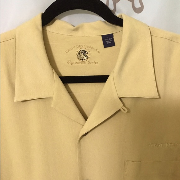 Eagle Dry Goods Co Signature Series 100% Silk S/S Button Up Men’s Sz XL Mustard - Picture 2 of 7